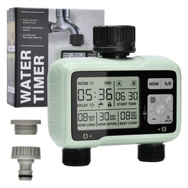 Irrigation Computer with 2 Independently Controlled Outputs, Johgee Digital Water Timer with LCD Display, Auto/Manual Watering Controller