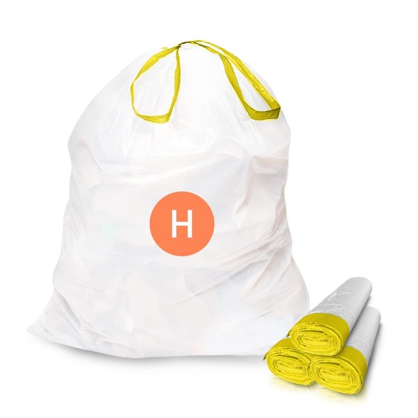 Code H, 200 Count, Compatible with Simplehuman H liners, White,