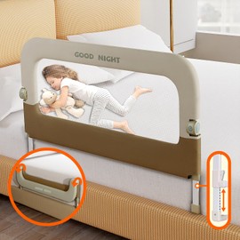 Deeteck Bed Guard Rail for Toddlers - 32" Adjustable Heights & Folding up Portable Bed Railing for Baby - Toddler Bed Rails Guard for Crib, Twin, Bunk,Full Size, Queen & King Bed