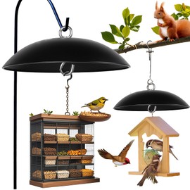 Hanging Squirrel Baffle for Bird Feeders,15.7-inch Metal Dome,Squirrel Proof, Weather Shield, with Suspension Wire Rope and Snap Hook for Bird Feeder Pole, Shepherd's Hook,Trees,1 Pack(Black)