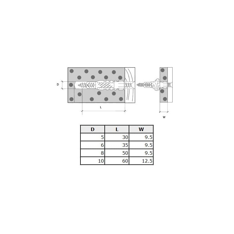 M10 Wall Plug, Universal 10x60mm Nylon Screw Plug for All