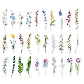 moin moin Bookmarks, Bookmarks, Bookmarks, Message Cards, Nameless Flowers, Pressed Flowers, Single Wheels, Leaf, Watercolor, Violet, Rose, Tulip, Set of 30