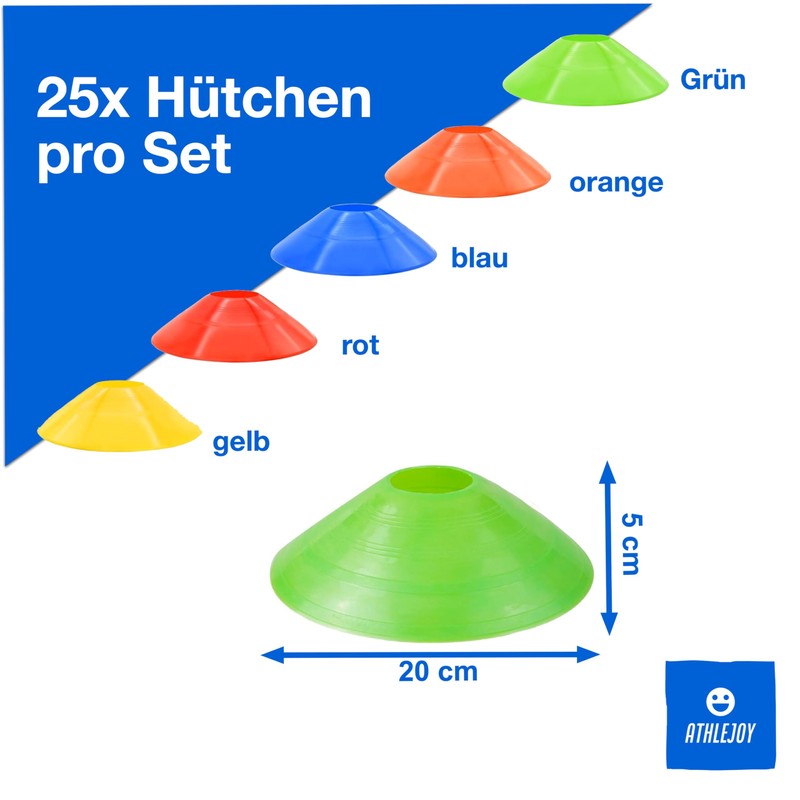 ATHLEJOY 25 x Coloured Marker Cones, Accessories for Football &