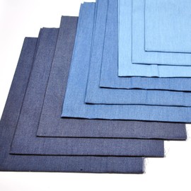 Denim 4.8OZ. Fat Quarter 9pcs 18inchX22inch 100% Cotton Fabric Solid Fabric Quilting Fabric Arts, DIY Crafts&Sewing Patchwork by Indigo Light,Middle and Deep Three Colors