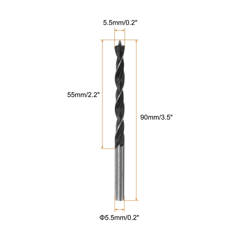 sourcing map 2pcs Brad Point Drill Bits 5.5mm(14/64") Dia Straight