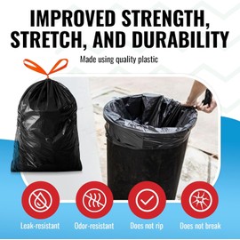 LIMELINEN 30 Gallon Garbage Trash Bags, 100 Count, 1.2 mil Extra Thick Trash Bags with Drawstring Closure, Leak and Odor-Resistant Large Plastic Bags For Office, Home, Hospital, Big Waste Binst