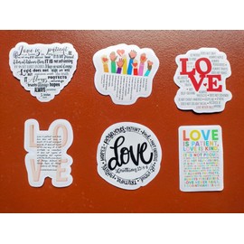 (6 PCS) 1 Corinthians 13:4-8 Love is Patient Love is Kind Inspirational Christian, Faith, Bible Verse Sticker Waterproof Vinyl Decal Size 3"