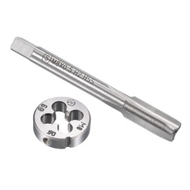 TOP-VIGOR M8 x 0.5mm Metric Tap and Die Set, Machine Thread Screw Tap with Round Threading Die, Heavy Duty Tap & Die Kit for DIY, Repair, Cutting External and Internal Thread