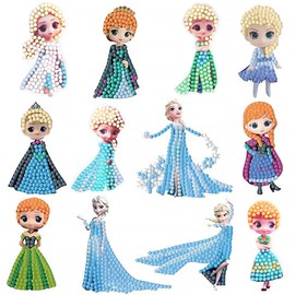 Cartoon Diamond Painting Set Children, 12 Pieces Diamond Painting Stickers Girls, DIY Princess Stickers, Crystal Art Buddies with Tools, Anime Diamond Painting for Children, Toy Gifts