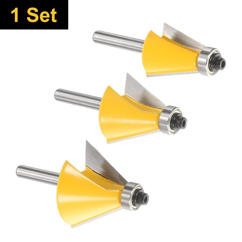 sourcing map 3pcs Chamfer Router Bit Set 1/4" Shank 15,