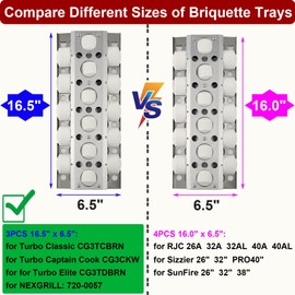 GasSaf Heat Plate for Select Turbo Gas Grill Replacement Parts, 16.5 inch Stainless Steel Briquette Trays for BBQ Galore Grand Turbo STS, Elite, Classic Grill Parts, 3-Pack Heat Trays(16 1/2 x 6 1/2)