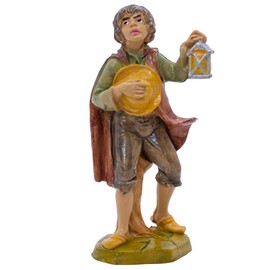 VILLAGE GIFT IMPORTERS Nativity Villager Holding a Lantern | Figurine for Bethlehem Manger Scene | Indoor Table Top Statue for Christmas Holiday Creche Decoration | Made in Italy
