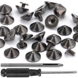 YORANYO 100 Sets Cone Spikes and Studs 4.7MM Height Gun Metal 3/16" Bullet Spikes Screw Back Punk Studs and Spikes for Clothing Shoes Leather Craft Belts Bag Rivets with Installation Tools