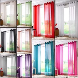 Ideal Textiles Plain Voile Curtain Panel, Ring Top Heading, Eyelet Voile Curtains, Sheer Voile Panels (59" x 72", White)