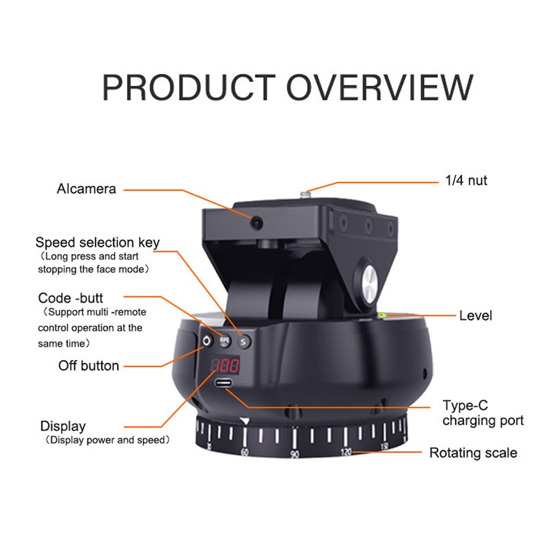 Wireless Remote Control Electric Tripod Head AI Face Tracking Rotating