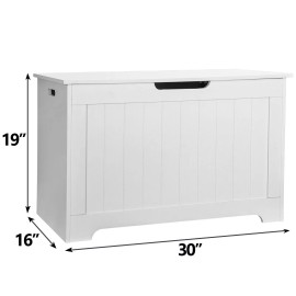 Segawe Storage Chest with 2 Safety Hinges Handles Toy Chest Book Shoes Storage White