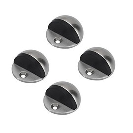Half Moon Oval Floor Door Stop-Solid Stainless Steel Door Stopper and Rubber Bumper (4 Pcs)