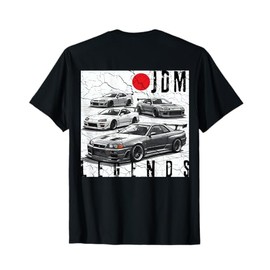 Backprint Distress JDM Legends Race Cars Japanese Flag Gifts T-Shirt