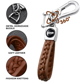 CGEAMDY Car Key Fob, Leather Braided Key Ring, Car Anti-Lost Keychain Pendant, Car Key Ring Accessories for Motorcycle (Brown)