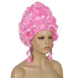 TIKJOYS Pink Beehive Wigs Rococo Wigs Baroque Wig Renaissance Wig for Women