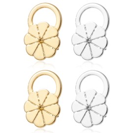 4 Pcs Earring Backs for Droopy Ears, Hypoallergince Earring Lifter Backs for Studs Secure Adjustable Big Earring Backs for Heavy Earring Earring Backings Replacement for Earlobe (White+Gold)