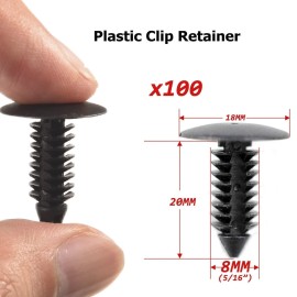 CARLCROSS 100PCS FOR Honda Bumper Clips Retainer 10MM Hood Fender Push Rivets Fasteners\\n