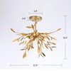 Wellmet Gold Leaf Semi Flush Mount Light, 3-Light Modern Farmhouse