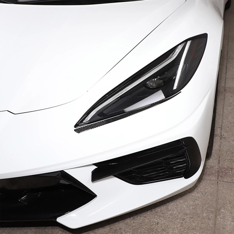MXauto-2024 Black Carbon fiber Headlight eyebrow sticker For Corvette C8