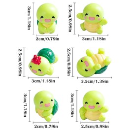 YOYLMAL Set of 6 Mini Resin Tortoise Cute Car Accessories, Funny Cartoon Turtles Rear Car View Mirror & Dashboard Decorations Kawaii Car Interior Ornaments Gift