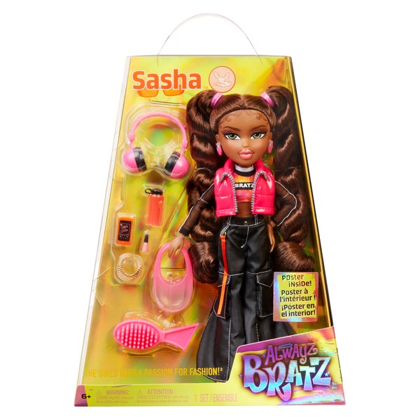 Bratz Alwayz Fashion Doll - Sasha - With 10 Accessories and Poster - Kids Toy - Great for Ages 6 and Older