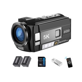 ORDRO AE20 5K Digital Video Camera, Vlogging Camera, Video Camera with 95° Wide Angle, WDR Mode, Ice Stabiliser for Travel, YouTube, Night Vision Camcorder with Remote Control, 32GB SD Card