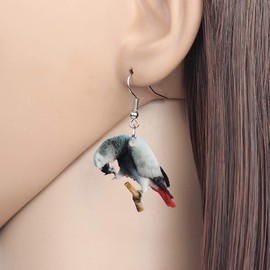 DUOWEI Acrylic White Bonnet Cockatoo Parrot Bird Earrings Dangle Drop Jewellery Cute Gifts for Women Teenager Girls, Acrylic, Sandstone
