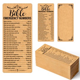 VELATYVIO 120 Pcs Kraft Paper Bible Emergency Numbers Bookmark Christian Bookmarks Bible Verse Bookmarks for Church Welcome Gifts Sunday School Prayer Reading Rewards 2.28 x 5.31inch