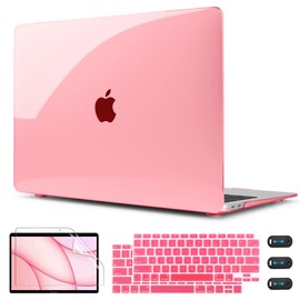 CISSOOK for MacBook Air 13 Inch Case Pink,Plastic Hard Shell Case with Keyboard Cover and Screen Protector for MacBook Air 13 2021-2018 Released A2337 M1 A2179 A1932 Model with Touch ID - Clear Pink