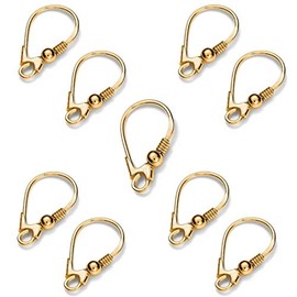 DIY925 5 Pairs of Women's Leverback Earrings Gold 18 mm 925 Sterling Silver 24 K Gold-Plated for Jewellery Making DIY
