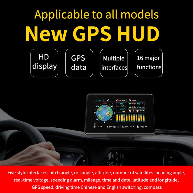 Universal Car HUD Display Multi Function Speed Fuel Warning Windshield