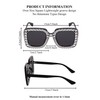 Frienda 2 Pieces Oversize Square Sparkling Sunglasses Retro Thick Frame