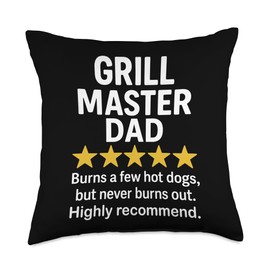Grill Master Dad Funny BBQ Review Meme Throw Pillow