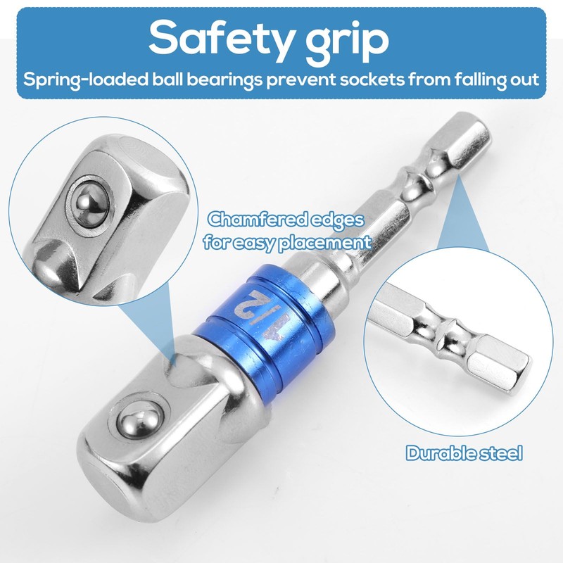 3pcs Impact Grade Socket Adapter Set, 1/2" 3/8" 1/4" Impact