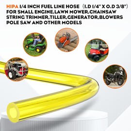 Hipa 10 Feet Fuel Line Hose Tygon Fuel Tube I.D 1/4" x O.D 3/8" (6.35 mm x 9.5 mm) with 10 pcs Hose Clamp for Small Engine Lawn Mower Chainsaw String Trimmer Tiller Generator Blower Model Parts