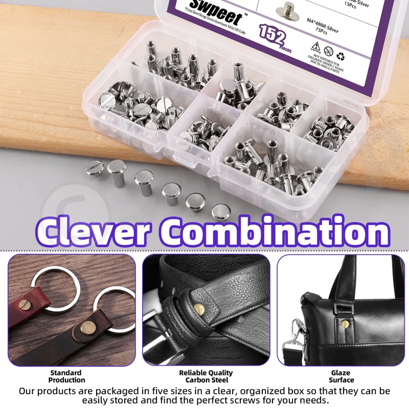 Swpeet 152 pieces M5 x 5 mm, 6 mm, 8