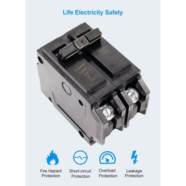 100 amp Breaker 2 Pole Plug-in Mount Type THQL Feeder Molded Case Circuit Breaker 120/240V AC, Compatible with GE Thick Series and Q-Line Series Load Centers