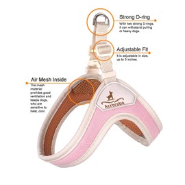 Acrorabo Pastel Sport Harness, No-Pull, Breathable Mesh, Easy One Click Buckle, Adjustable Fit, Dual D-Rings, Comfortable Walking, Training Harness for Pet, Multiple Sizes (Pink, Midium)