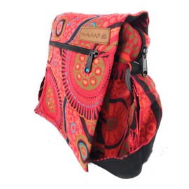 Women's Cotton Shoulder Bag Indian Ethnic Style Boho Mali Print Bag Cotton Satche L with Flap Bohemian Hippie, red