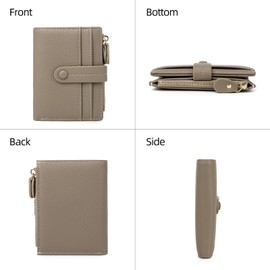 CHAOFANXI Women's Small Bifold Leather Purse for Women, Small and Short Format Purse Small Wallet with Multiple Compartments, B/Black, Modern