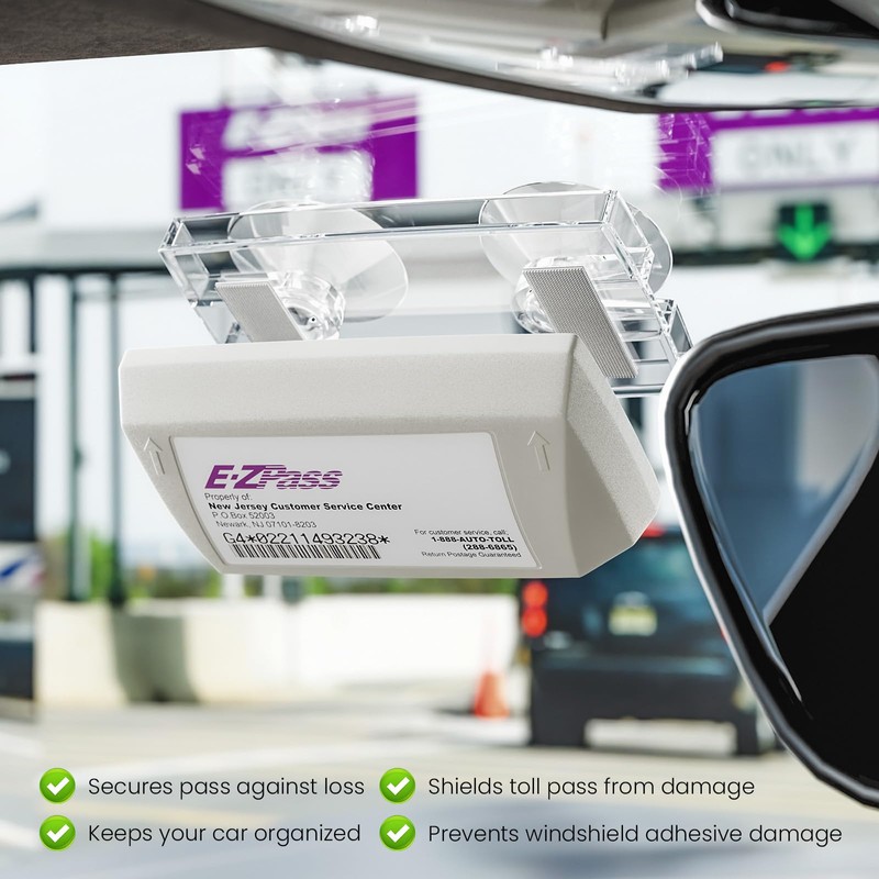 LiftRemote EZ Pass Holder for Windshield Fits All Major, Toll