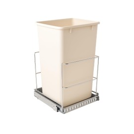 Pull-Out Trash Can for Cabinet – 9 Gal (36 Qt) – Heavy-Duty Chrome Slide, Smooth Soft-Close Operation, Built-in Trash Bag Storage – Fits ≥11″ Cabinet Opening – Bin Not Included