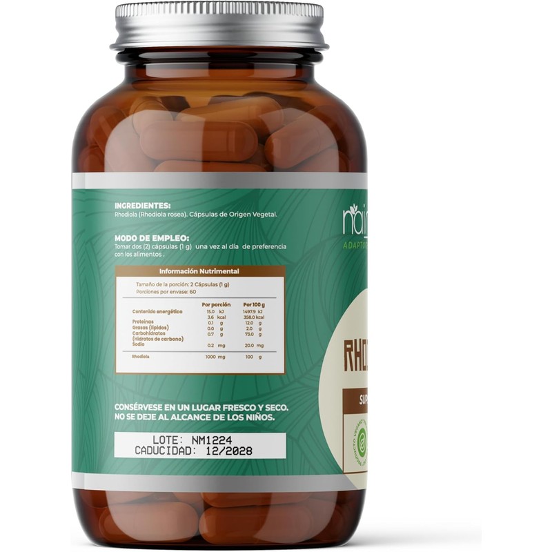 NAIMA Rhodiola, 120 Cápsulas | Adaptogeno | Suplemento Alimenticio 100%