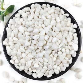 YISZM 2LB Succulent and Cactus Gravel Pebbles, 3/8 Inch Natural Decorative Polished Stones, River Rocks for Plants, Vases, Aquariums, Terrarium and Outdoor Gardening, White