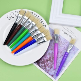 Pack of 10 Children's Paint Brushes, Flat Children's Brush Set, Bristle Brush, Watercolour Oil Painting Brush, Children's Painting Brush, School Painting Brush for Students, Beginners, Painting